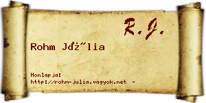 Rohm Júlia névjegykártya