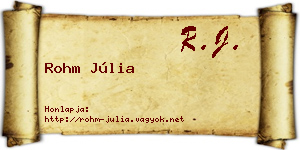 Rohm Júlia névjegykártya